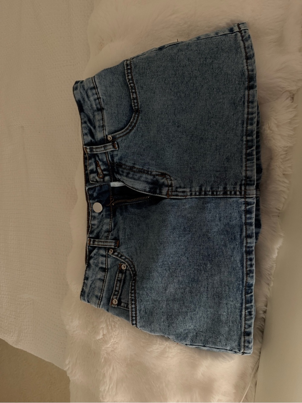 Amazon Blue Washed Denim Mini Skirt-Style Jean Shorts never worn